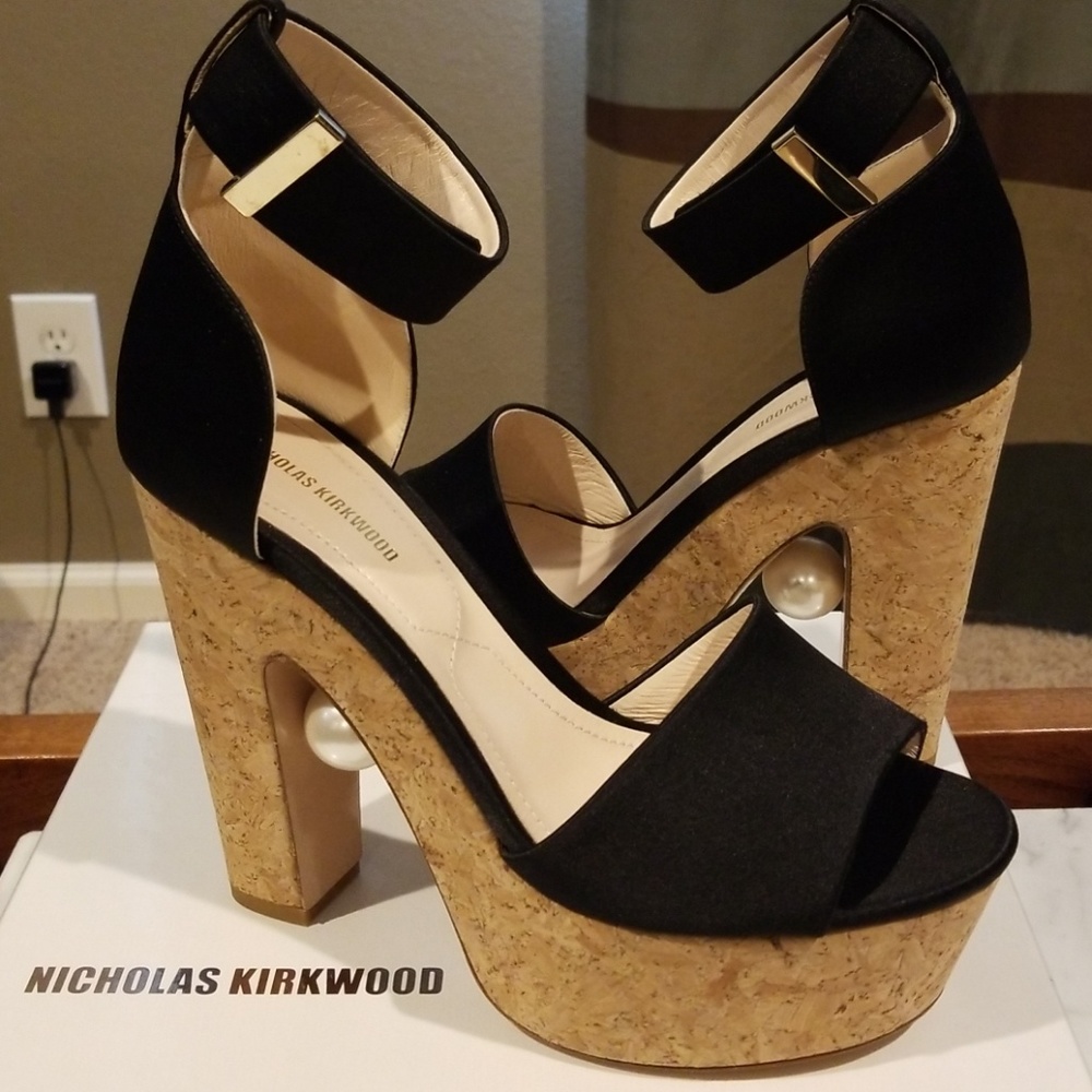 Nicholas Kirkwood Maya Pearl Platform Wedge SZ 38